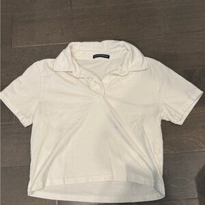 Brandy Melville Cream Collared Short Sleeve Shirt